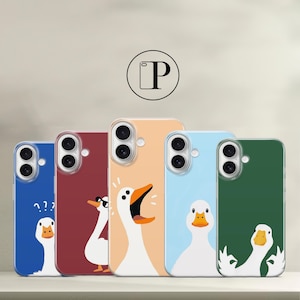 Lustige Gans Handytasche Niedliche Entenabdeckung für iPhone 16 15 Pro 14 13 12 Samsung A26 A35 A36 A55 A56 A05s S25 Google Pixel 9 8 7A 6