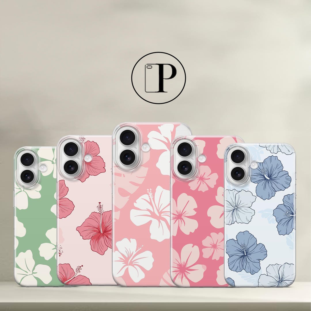 Hibiscus Flower Phone Case Hawaiian Surf Cover for iPhone 16 15 Pro 14 — free download