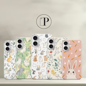 Cute Bunny Phone Case Aesthetic Nature Rabbit for Iphone 17/16/15/14/13/12/11/8/7 Samsung A26/A35/A55/A56/A05/S25/S24 Google Pixel 10/9/8/7
