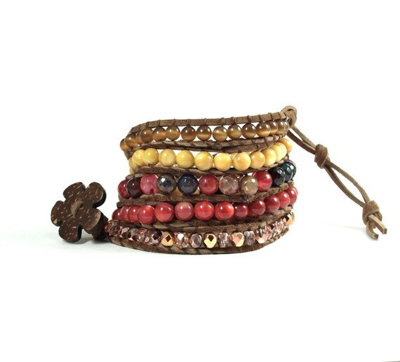 Items similar to Brown, Red, Yellow, Copper, Amber 5X Wrap Suede ...