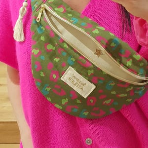 Sac Banane Léopard  - bijou de sac bohème - Suzann'ATELIER - accessoire original femme - sac banane coton coloré