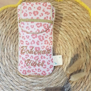 Étui à lunettes en double gaze de coton – Motif léopard rose – Accessoire doux et tendance fait main