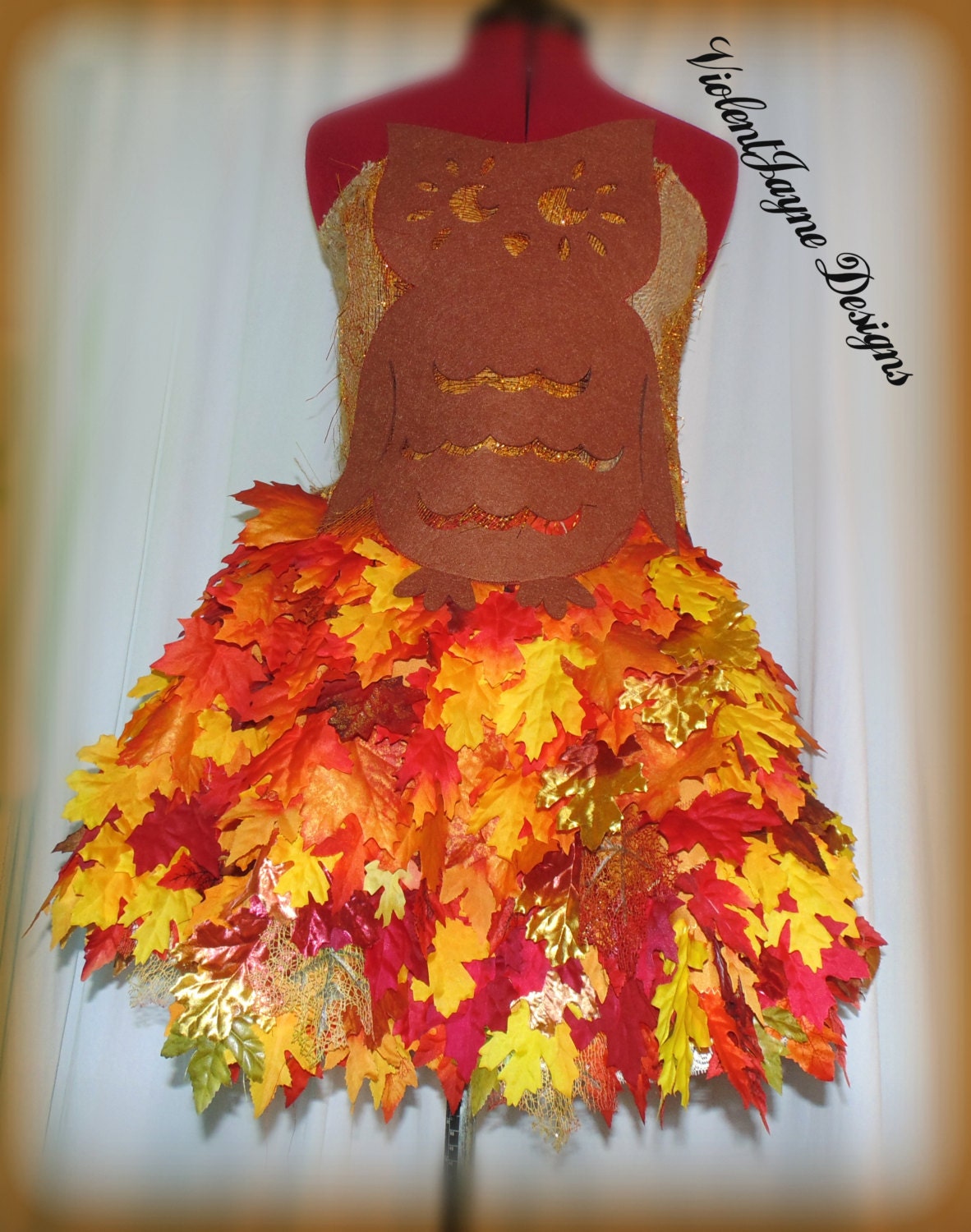 OWL Dress autumn Leaves Dress 3 With 