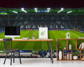 3D Sport Fußballplatz Grün Wandbild | Schälen und Aufkleben | Wanddekoration | Abnehmbare selbstklebende Tapete | Feature Wand