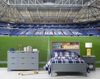 3D Stadion Gelsenkirchen Sport Groene Muurschildering | Schil en plak | Wanddecoratie | Verwijderbaar zelfklevend behang | Functiemuur