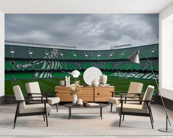 3D Estadio Benito Villamarín Stadion Groene Muurschildering | Schil en plak | Wanddecoratie | Verwijderbaar zelfklevend behang | Functiemuur