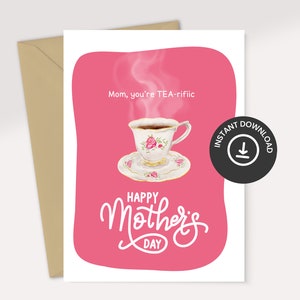 Greeting Card Mother's Day Watercolour Teacup Cute Mom Celebration Minimalist Card Special Occasion Mothers Day Print Instant Download