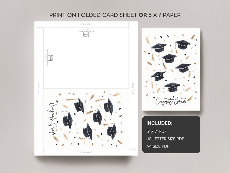 Graduation Greeting Card Congrats Grad Printable High School College ...