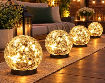 Solar Globe Lights, Outdoor Solar Garden Lights, Waterproof Yard Decor, Patio Pathway Lighting