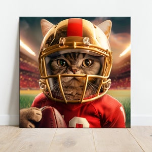 Cute Pet Portraits, American Football Custom Portrait, Custom Handmade Pet Portrait, Unique Gift, Gift for Pet Owner, Custom gift, Wall Deco