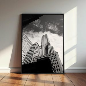 New York Poster Wall Street – Schwarz Weiß Architektur Bild | NYC Fotografie Wandbild | Art Deco Hochhaus Print | Moderne Deko
