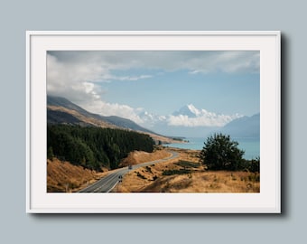 Landscape image, New Zealand poster, New Zealand picture, New Zealand landscape photography, horizontal wall art, Mt. Cook print, wall art