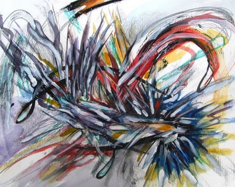 Abstract Expressionist Original Acrylic Painting, 2018 Kelly Billette "Star Thistle "