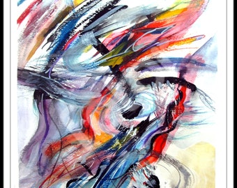 Abstract Expressionist Original Acrylic Painting, 2018 Kelly Billette "Thrash" Contemporary Mixed Media