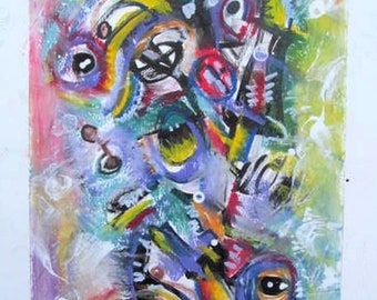 Original Abstract Pastel Expressionist Painting Pastel Drawing "Inner Strife" Billette