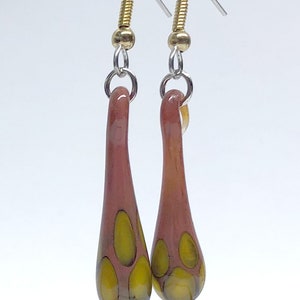 Handmade, lampworked, blown glass, drop earrings, glass teardrop earrings, clear glass earrings, transparent earrings, dichroic, swirl