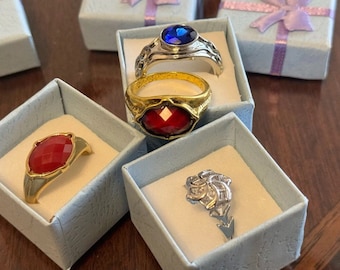 Tres asombrosa colección de anillos élficos Anillos Nenya Narya Vilya para los fanáticos de El señor de los anillos