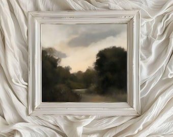 Verträumte Landschaft Digitale Kunst - ruhige, von der Natur inspirierte druckbare Wandkunst, sanfte neutrale Töne für ein modernes minimalistisches Wohndekor / VA91