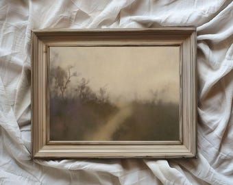 Nebliger Pfad Landschaft / Ölgemälde / Druckbare digitale Kunst / Wandkunst / Erdtöne / Ruhige Natur Szene / Horizontales Kunstwerk / A117