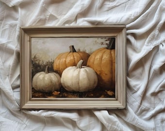 Stillleben Kürbis Stillleben / Öl Malerei/ Druckbare digitale Kunst/ Wand Kunst/ Herbst Deko/ Warme Erdtöne/ Gemütliche Herbst Vibes/ VA104