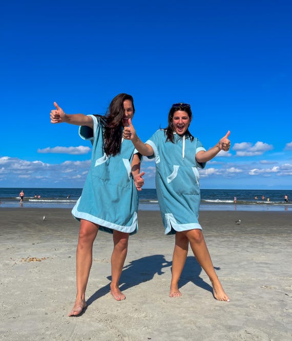 Towel Robe Terry Cloth Poncho Shirt Labor Day Sale Unisex Gift Soft Present for Birthday Vacation Cover up Aqua Blue Light Blue Etsy