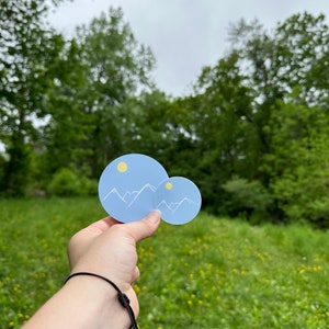 Mountain Vinyl Sticker, Cute Waterproof sticker to decorate laptop, phone, water bottle, etc. Option of 2” or 3” sticker