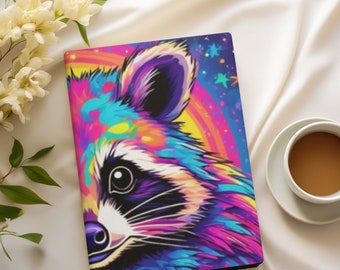 Rainbow Raccoon Journal 90s Retro Hardcover Notebook Matte Back To School Gift Colorful Animal Diary Gift For Animal Lover Nostalgic Notepad
