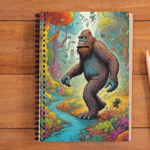 Skurriles Bigfoot-Spiralnotizbuch | Geschenk für Sie | Gefüttertes Notizbuch | Tagebuch | Zeitschrift | Schulzubehör | Verschwörungstheorie | Cryptid Geschenk