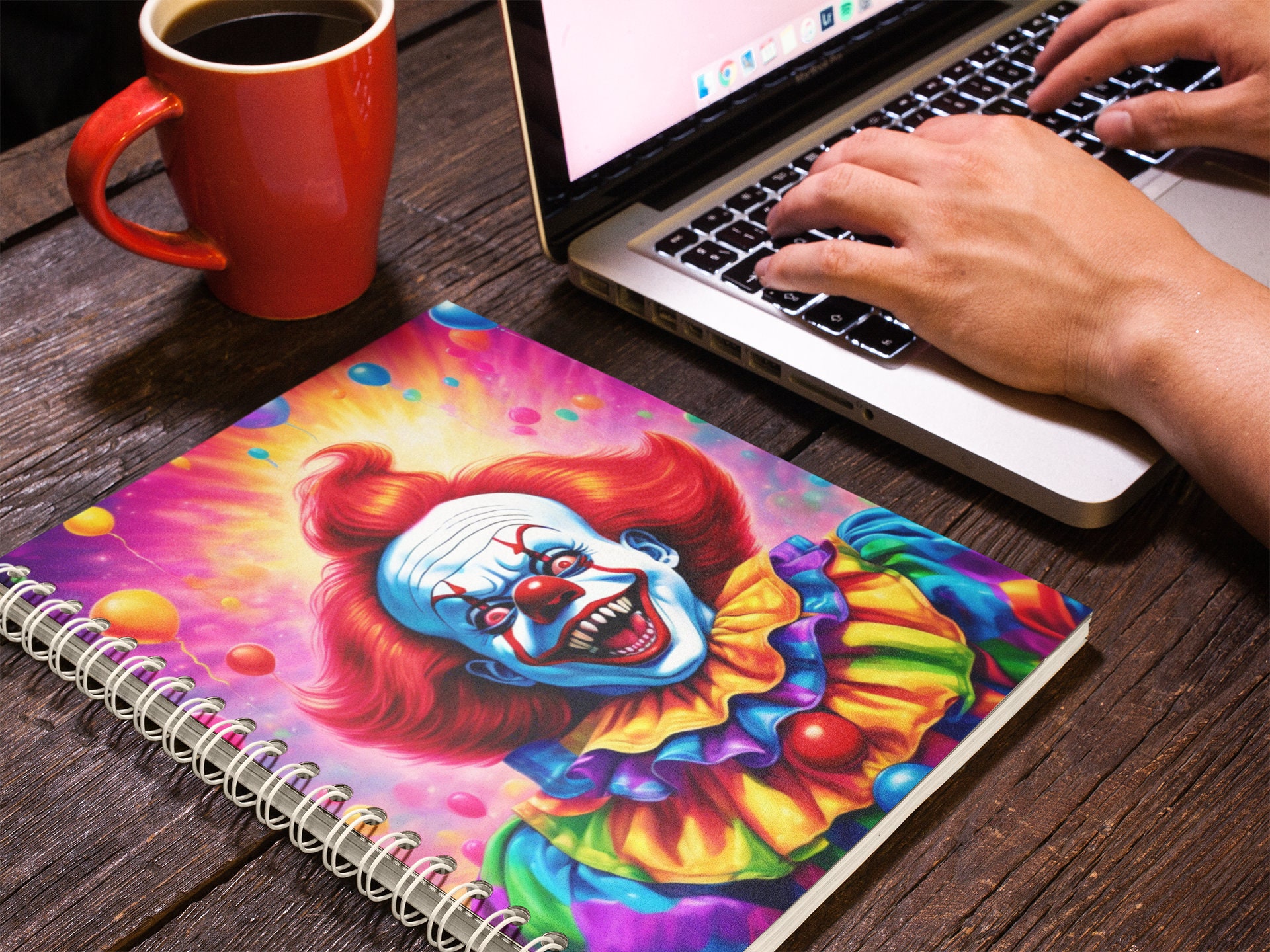 Evil Notebook Rainbow Evil Clown Spiral Notebook | Gift for Halloween | Lined ...