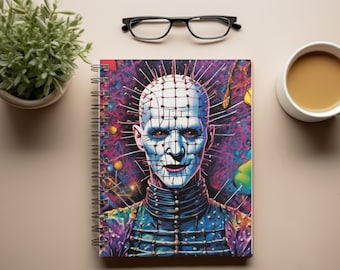 Rainbow Horror Spiral Notebook | Gift for Her | Lined Notebook | Halloween Diary | Gothic Journal | School Supplies | Pinhead Notebook