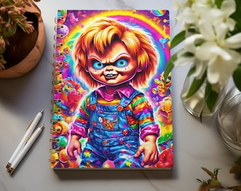 Rainbow Evil Doll Spiral Notebook | Gift for Halloween | Lined Notebook | 90s Retro Diary | Gothic Journal | School Supplies