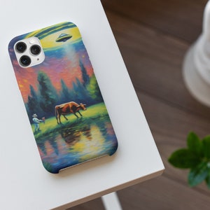 UFO Cow Abduction Etui na telefon Magnetyczne ładowanie iPhone Pro Max X XR XS 15 14 13 12 11 8, Samsung S20 S21 S22 S23 S24, Google Pixel 5 6 7 8