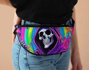 Rainbow Grim Reaper 90s Retro Fanny Pack