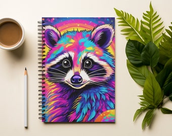 Rainbow Raccoon Spiral Notebook | Gift for Her | Lined Notebook | Trash Panda Diary | Animal Lover Journal | School Supplies