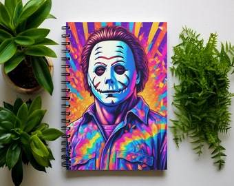 Halloween Slasher Spiral Notebook Gift for Goth Colorful Lined Diary 90s Retro Diary Gothic Journal School Supplies Cute Horror Fan Gift