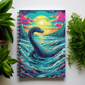Heldere Loch Ness Monster spiraal notebook cadeau voor samenzwering fan popart Loch Ness dagboek kleurrijke eigenzinnige Cryptid uniek schattig Cryptid dagboek