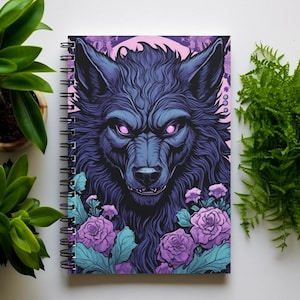 Mystical Wolf Spiral Notebook - Ruled Line, Dark Fantasy Journal, Art Notebook, Gift for Wolf Lovers, Cute Writing Book