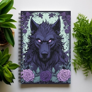 Gothic Werwolf Spiralblock, Notizbuch, künstlerisches Journal, Cryptid Notizbuch, Geschenk für Schriftsteller Dark Academia, einzigartige Schulbedarf, ästhetisches Dekor