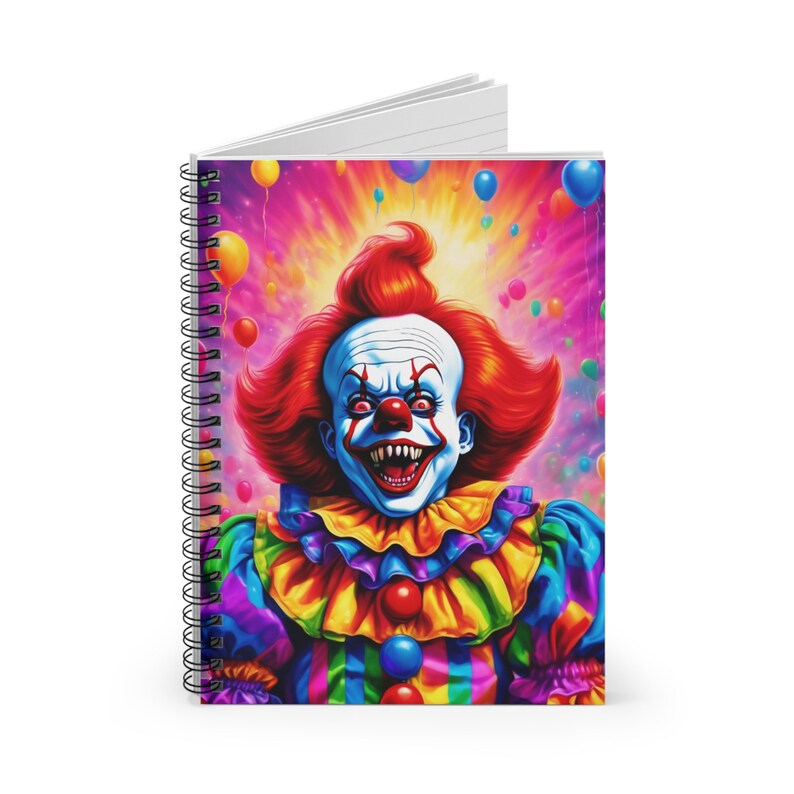 Rainbow Evil Clown Spiral Notebook | Gift for Halloween | Lined ...