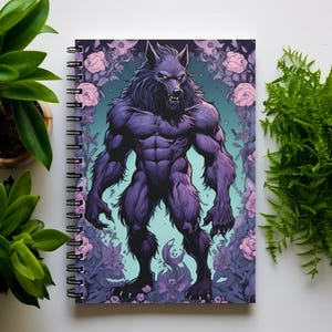 Purple Werewolf Spiral Notebook | Gothic Aesthetic Journal, Gift for Horror Lovers, Sketchbook for Creatives, Planner