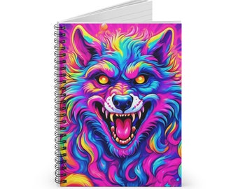 Rainbow Werewolf jaren '90 Nostalgie Spiral Notebook - Geregeerde lijn