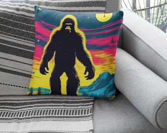 Quirky Ape Planet Pillow Pop Art Inspired Throw Pillow Bigfoot Housewarming Gift Cryptozoology Dorm Decor For Conspiracy Fan Removable Cover