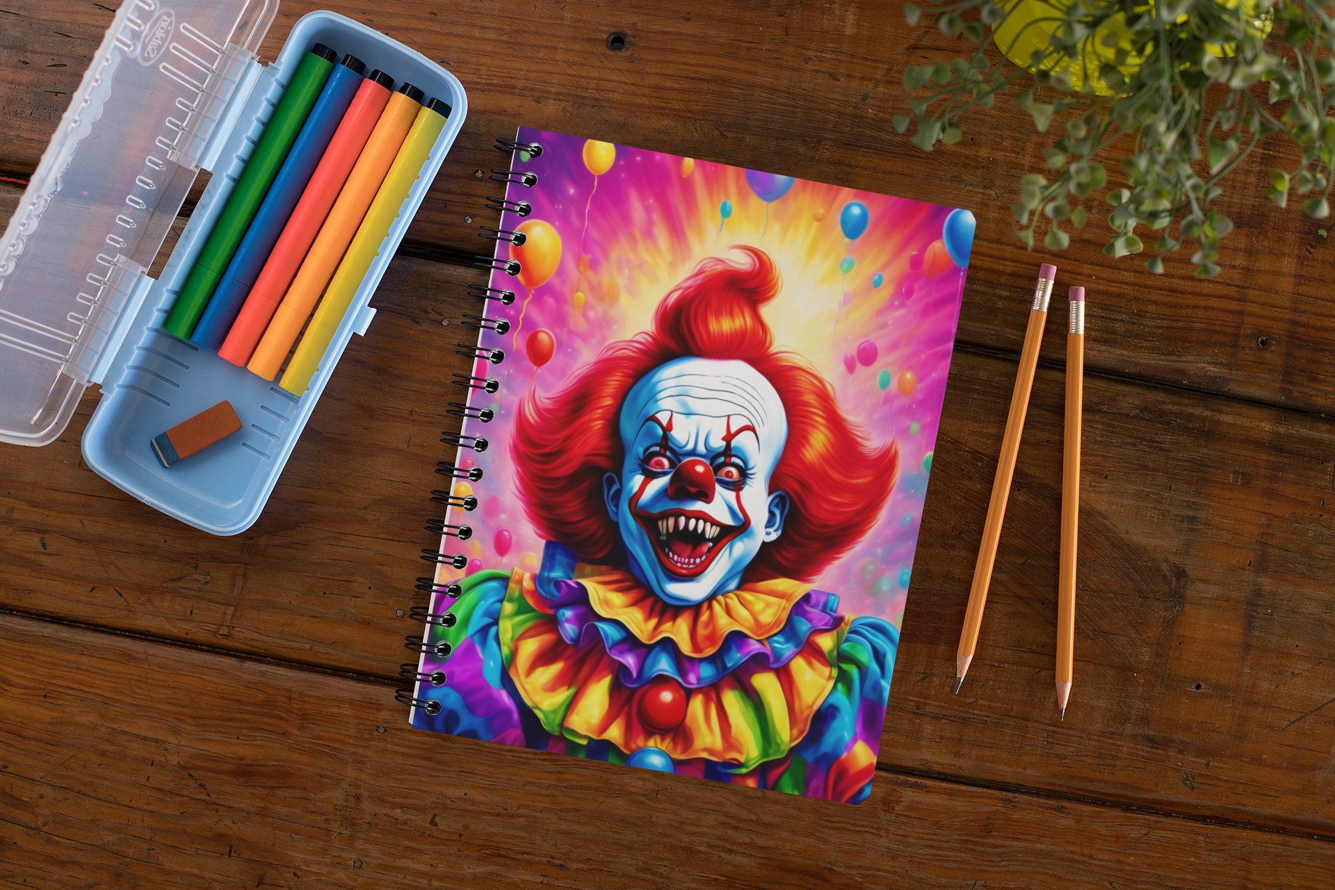Evil Notebook Rainbow Evil Clown Spiral Notebook | Gift for Halloween | Lined ...