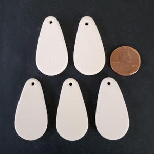 1 3/8" Blank Ceramic Bisque Pendants, Rounded Teardrop Shape with Sm Holes to Paint, Decorate or Glaze, Base Tile for Artist, Jewelry Making