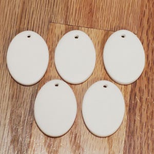 1 3/8&quot; Blank Ceramic Bisque Oval Pendants to Paint- Sm. Holes, Bisque Oval Necklace Pendant for Jewelry Making & Kids Crafts, Jewelry Blank