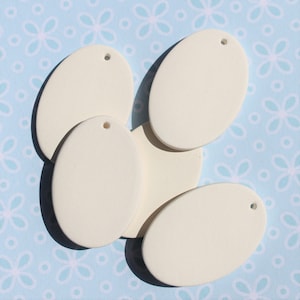 1 7/8&quot; Blank Ceramic Oval Pendants - Blank Ceramic Pendants, Holes, Blank Ceramic Bisque Pendant to Paint for Jewelry Making, Unpainted Oval