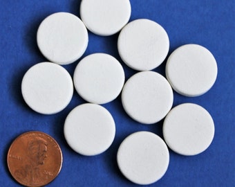 5/8" - Blank Ceramic Cabochons -10 pc. circles, blank charms, ceramic bisque tiles, tiles to paint, tiny bisque circles, blank charm, bisque