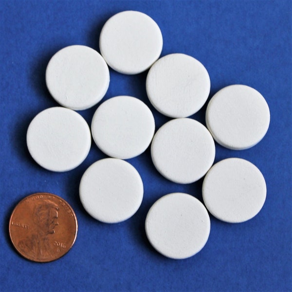 5/8" - Blank Ceramic Cabochons -10 pc. circles, blank charms, ceramic bisque tiles, tiles to paint, tiny bisque circles, blank charm, bisque