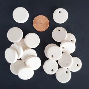 5/8" Blank Ceramic Cabochons, Small Bisque Charms to Paint, Glaze or Decorate, Unfinished Tile for DIY Jewelry Making, Earring, Ring, Crafts