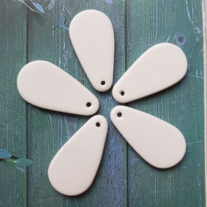 1 3/8&quot; Blank Ceramic Bisque Pendant, Rounded Teardrop Shape with Holes to Paint, Decorate or Glaze, Base Tile for Artist Jewelry Making